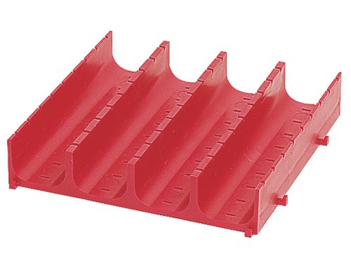 Produktbild Bedrunka+Hirth Muldenplatte 4 Mulden je 34 mm BxTxH 150 x 150 x 30 mm Rot