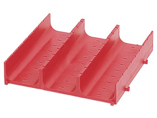 Produktbild Bedrunka+Hirth Muldenplatte 4 er Set 3 Mulden je 46 mm BxTxH 150 x 150 x 30 mm Rot