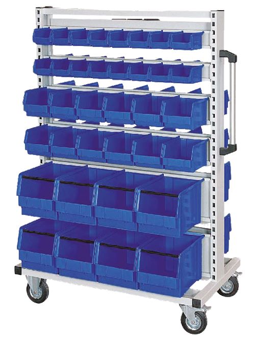 Produktbild Bedrunka+Hirth Multiwagen 12 Behälterleisten mit Sichtlagerkästen 990 x 610 x 1450 mm