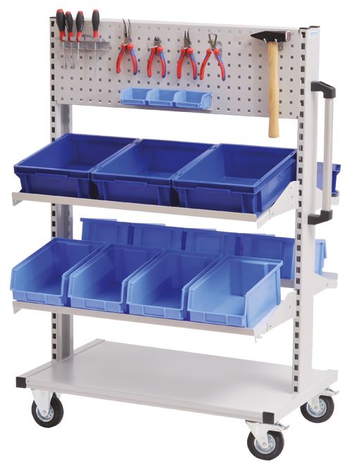 Produktbild Bedrunka+Hirth Multiwagen 4 neigbare Fachböden Maße 990 x 610 x 1450 mm