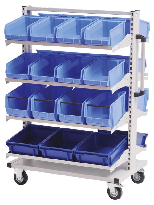 Produktbild Bedrunka+Hirth Multiwagen 8 neigbare Fachböden Maße 990 x 610 x 1450 mm