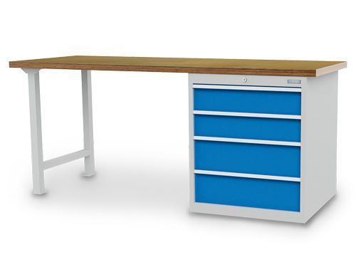Produktbild Bedrunka+Hirth Reihenwerkbank mit Schubladenblock 4 fach 2000 x 750 x 859 mm
