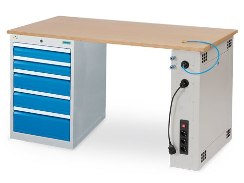 Produktbild Bedrunka+Hirth Reihenwerkbank mit 5 Schubladen 1500 x 750 x 859 mm