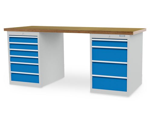 Produktbild Bedrunka+Hirth Reihenwerkbank mit 10 Schubladen und Zylinderschloss 2000 x 750 x 859 mm