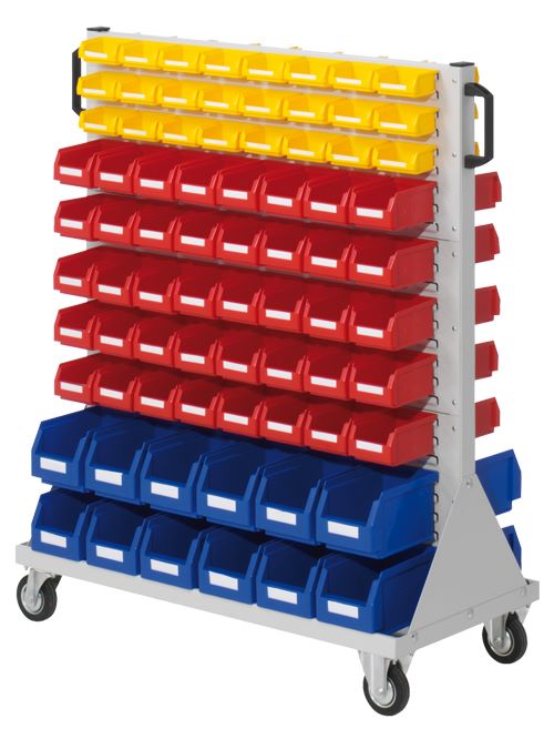 Produktbild Bedrunka+Hirth Rollwagen Größe 3 mit 152 Sichtlagerkästen 1000 x 500 x 1230 mm