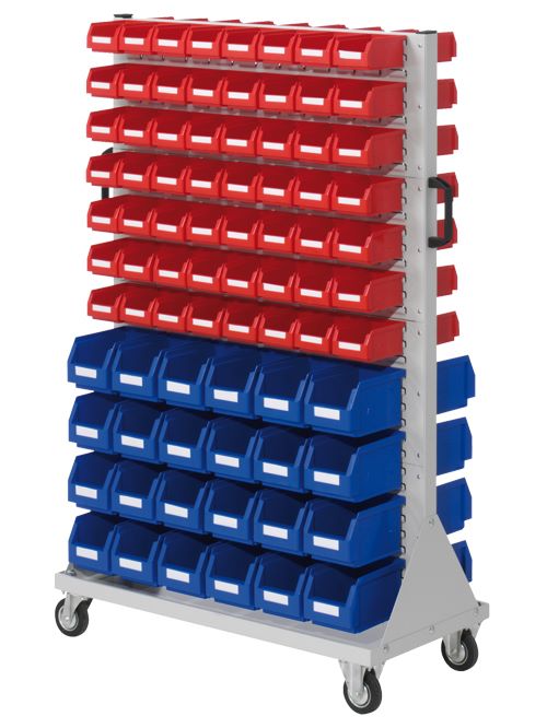 Produktbild Bedrunka+Hirth Rollwagen Größe 4 mit 160 Sichtlagerkästen 1000 x 500 x 1580 mm