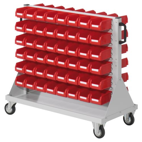 Produktbild Bedrunka+Hirth Rollwagen Größe 2 mit 96 Sichtlagerkästen 1000 x 500 x 890 mm