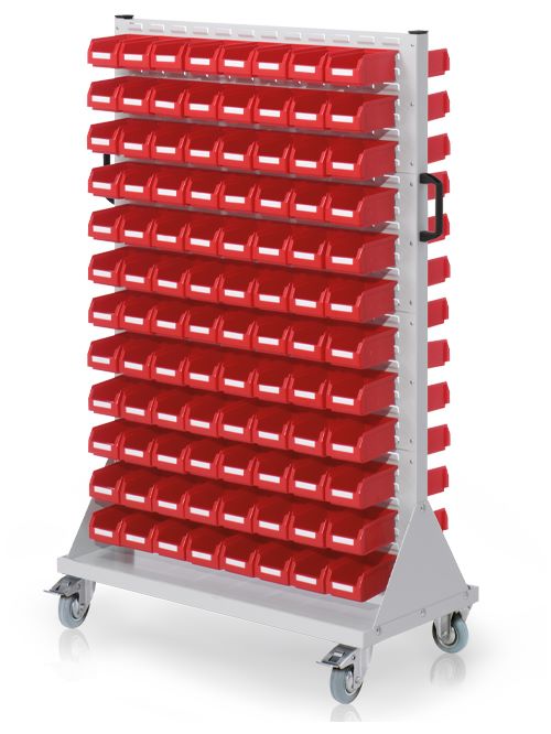 Produktbild Bedrunka+Hirth Rollwagen Größe 4 mit 192 Sichtlagerkästen 1000 x 500 x 1580 mm