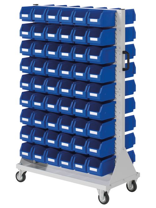 Produktbild Bedrunka+Hirth Rollwagen Größe 4 mit 108 Sichtlagerkästen 1000 x 500 x 1580 mm