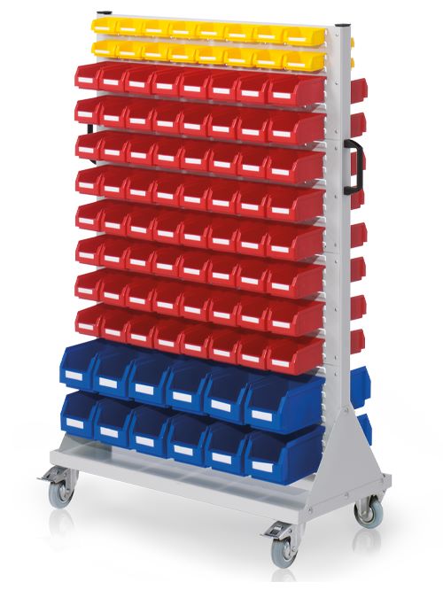 Produktbild Bedrunka+Hirth Rollwagen Größe 4 mit 194 Sichtlagerkästen 1000 x 500 x 1580 mm Stahlblech