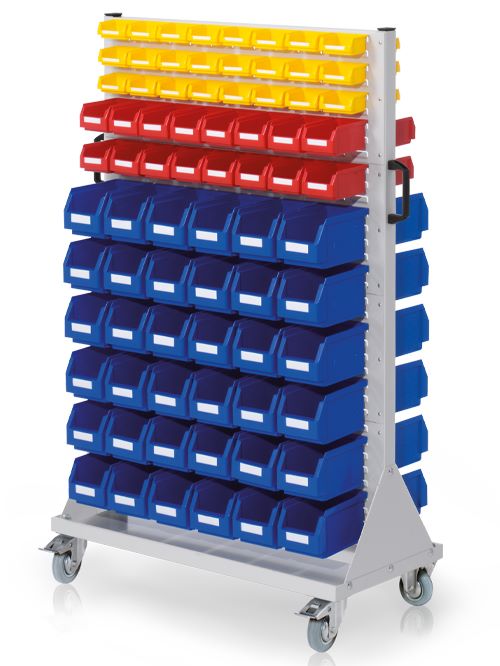 Produktbild Bedrunka+Hirth Rollwagen Größe 4 mit 152 Sichtlagerkästen in der Größe 1000 x 500 x 1580 mm