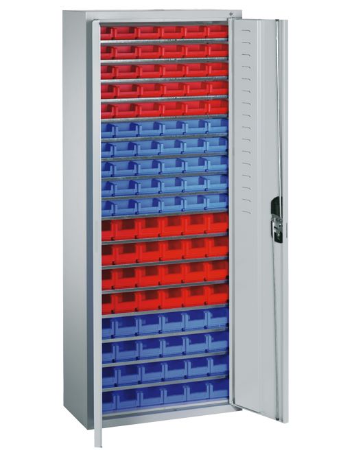 Produktbild Bedrunka+Hirth Schrank mit Sichtlagerkästen 17 Fachböden Stahlblech 1690 mm