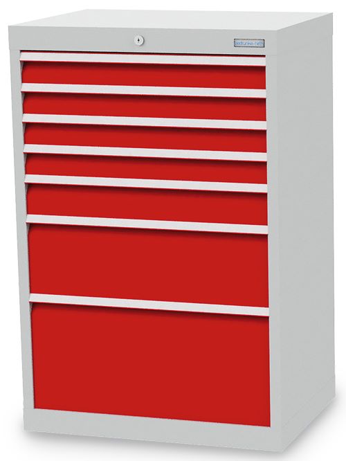 Produktbild Bedrunka+Hirth Schubladenschrank schmal 7 fach mit Griffleisten 680 x 500 x 1019 mm