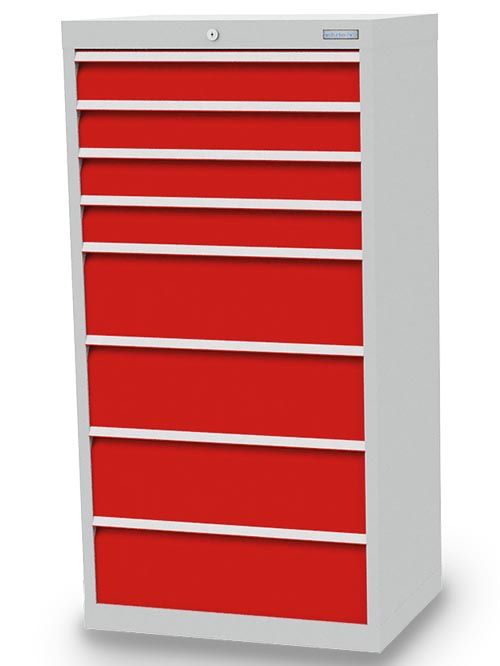 Produktbild Bedrunka+Hirth Schubladenschrank schmal und hoch 8 Schubladen 680 x 500 x 1319 mm