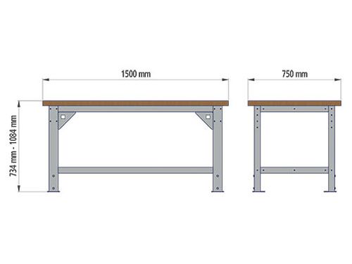 Produktbild Bedrunka+Hirth Schwerlasttisch Traglast 1000 kg höhenverstellbar 1500 x 750 x 40 mm bild 2