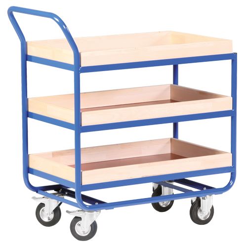 Produktbild Bedrunka+Hirth Stahlrohrtischwagen 3 Ladefläche mit Buchenleimholz 500 x 961 x 1000 mm