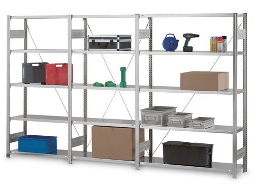 Produktbild Bedrunka+Hirth Steckregalsystem Grundfeld 5 Fachböden höhenverstellbar 2000 x 400 mm