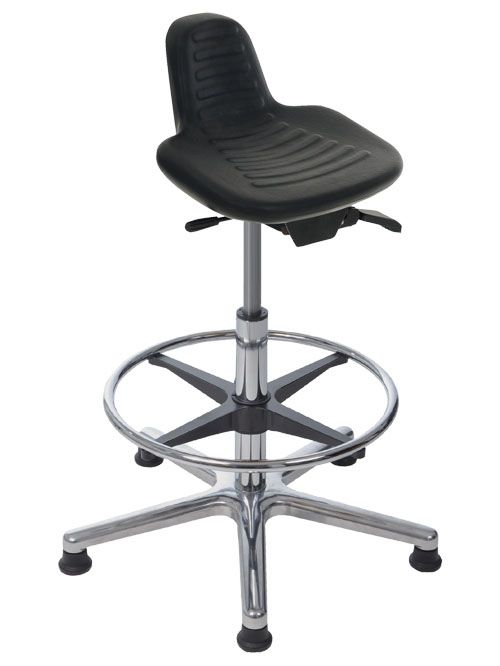 Produktbild Bedrunka+Hirth Stehhilfe AluminiumFußkreuz mit Fußring Höhe 550-800 mm PU-Sitz in Schwarz