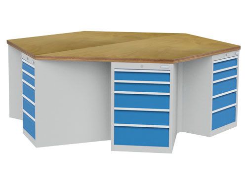 Produktbild Bedrunka+Hirth 6 Eck Werkbank R 18-24 Schubladenanzahl je Schrank H 859 mm