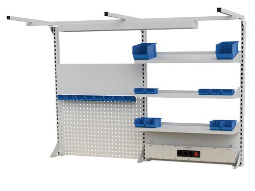 Produktbild Bedrunka+Hirth Werkbankaufbau mit Beleuchtung 2000 x 1250 mm RAL 7035