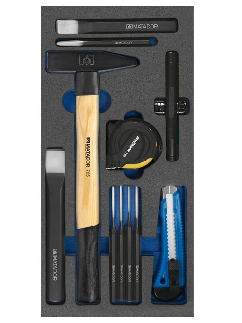 Produktbild Bedrunka+Hirth Werkzeugeinsatz Hammer Meißel und Treiber Satz 11 teilig BxTxH 400 x 200 x 25 mm