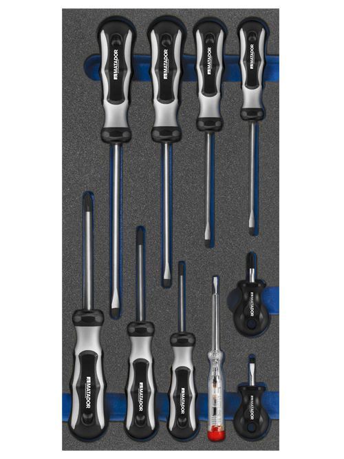 Produktbild Bedrunka+Hirth Werkzeugeinsatz Schraubendreher Satz 10 teilig BxTxH 400 x 200 x 25 mm