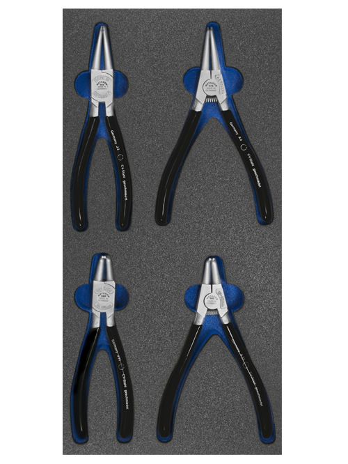 Produktbild Bedrunka+Hirth Werkzeugeinsatz Sicherungsringzangen Satz 4 teilig BxTxH 400 x 200 x 25 mm