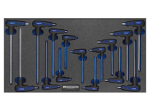 Produktbild Bedrunka+Hirth Werkzeugeinsatz T-Griff Schraubendreher Satz 15 teilig BxTxH 565 x 300 x 25 mm