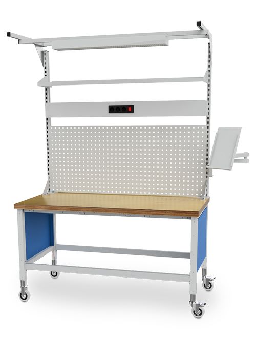 Produktbild Bedrunka+Hirth Arbeitstisch workergo Mobile höhenverstellbar 2000 x 750 mm Platte 25 mm