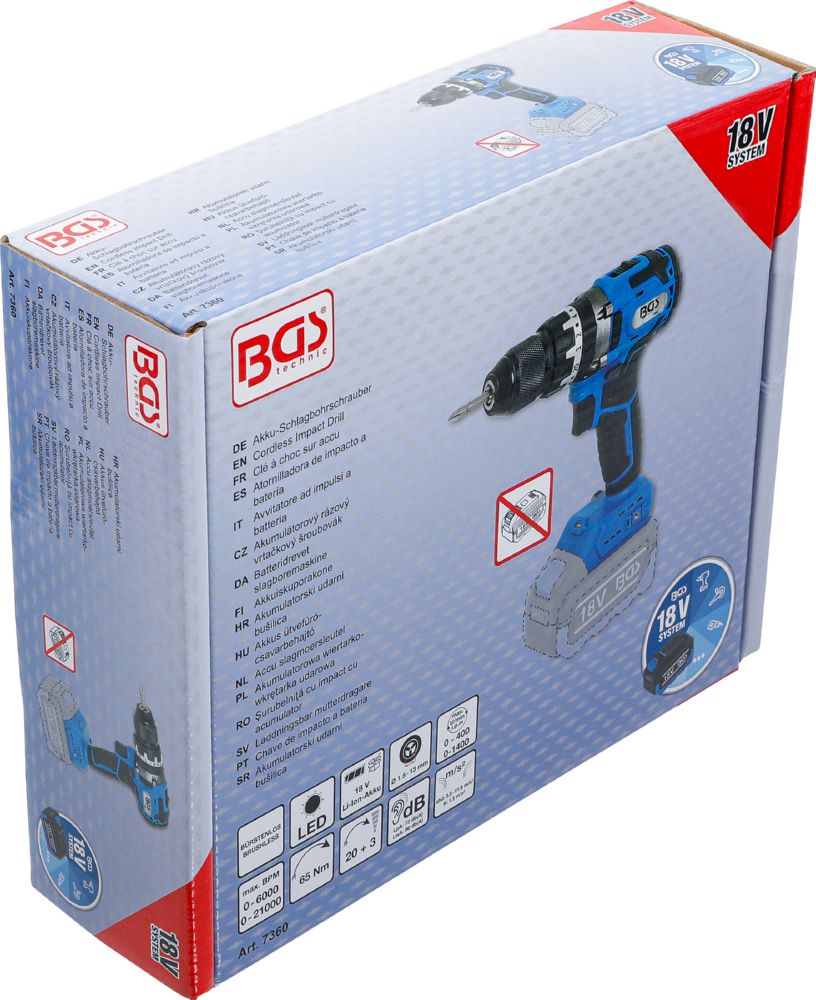 Produktbild BGS Akku Schlagbohrschrauber bürstenlos 65 Nm 18 V Solo bild 9