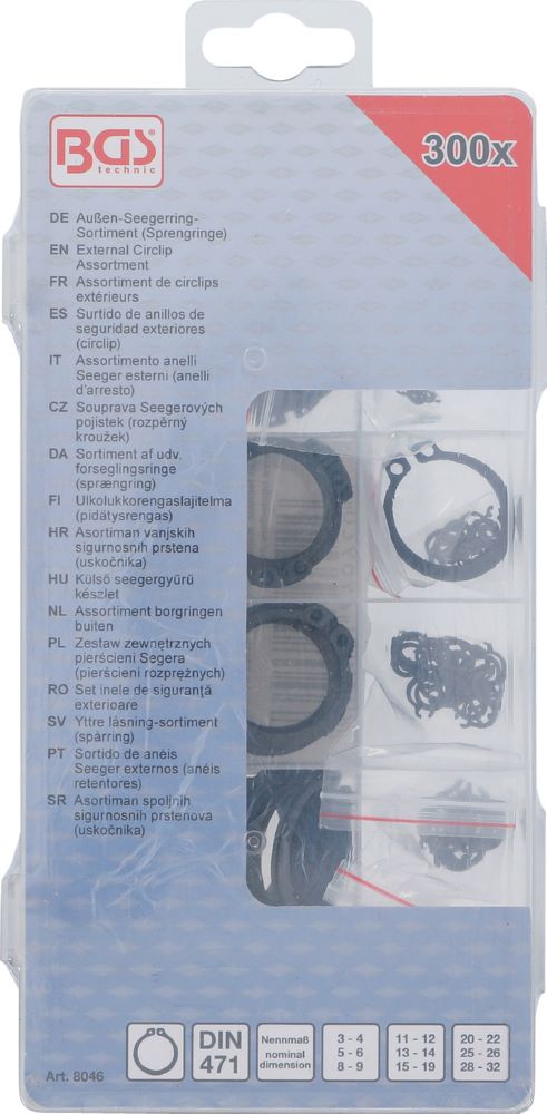 Produktbild Außen Seegerring Sortiment (Sprengringe) Durchmesser 3 - 32 mm 300 teilig bild 3