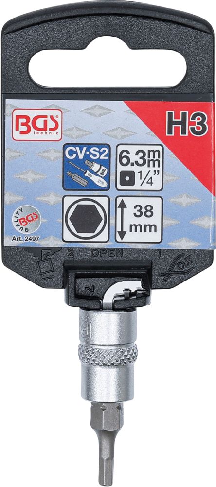 Produktbild BGS Bit Einsatz Innensechskant 3 mm Antrieb Innenvierkant 6,3 mm 1/4 Zoll bild 2