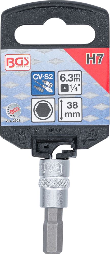 Produktbild BGS Bit Einsatz Innensechskant 7 mm Antrieb Innenvierkant 6,3 mm 1/4 Zoll bild 2
