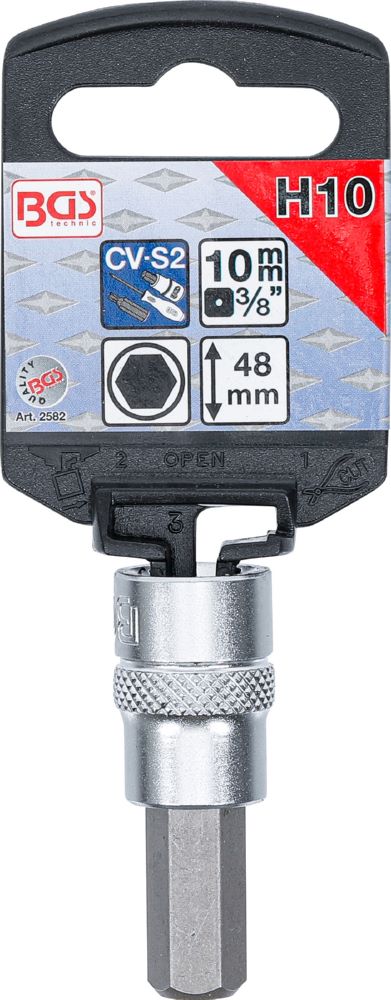 Produktbild BGS Bit Einsatz Innensechskant 10 mm Antrieb Innenvierkant 10 mm 3/8 Zoll bild 2