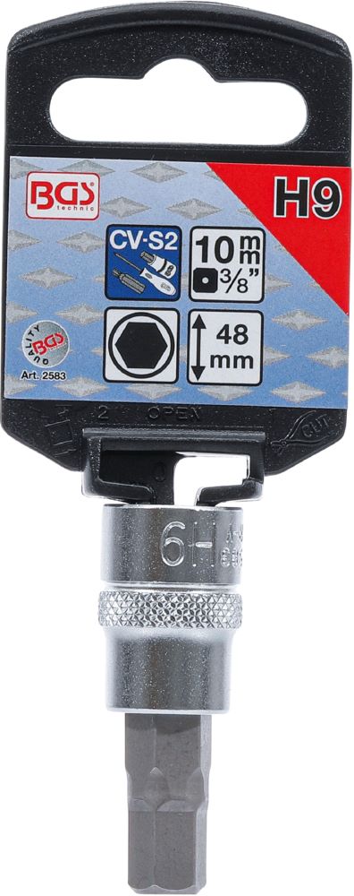 Produktbild BGS Bit Einsatz Innensechskant 9 mm Antrieb Innenvierkant 10 mm 3/8 Zoll bild 2