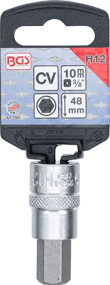 Produktbild BGS Bit Einsatz Innensechskant 12 mm Antrieb Innenvierkant 10 mm 3/8 Zoll bild 2