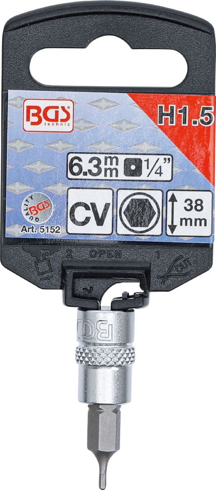 Produktbild Bit Einsatz Innensechskant 1,5 mm Antrieb Innenvierkant 6,3 mm 1/4 Zoll bild 2