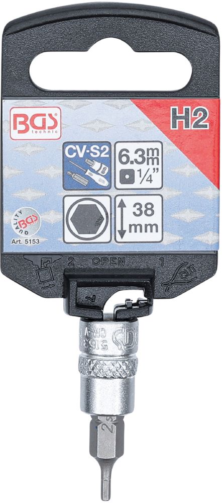 Produktbild Bit Einsatz Innensechskant 2 mm Antrieb Innenvierkant 6,3 mm 1/4 Zoll bild 2