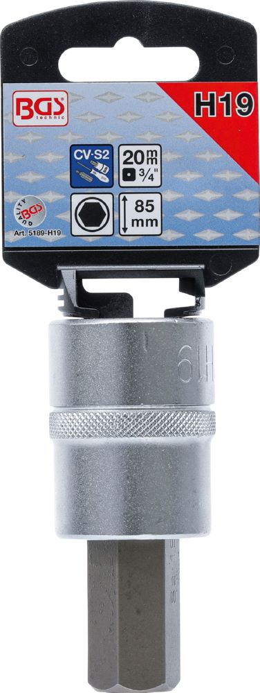 Produktbild Bit Einsatz Innensechskant 19 mm Antrieb Innenvierkant 20 mm 3/4 Zoll bild 2