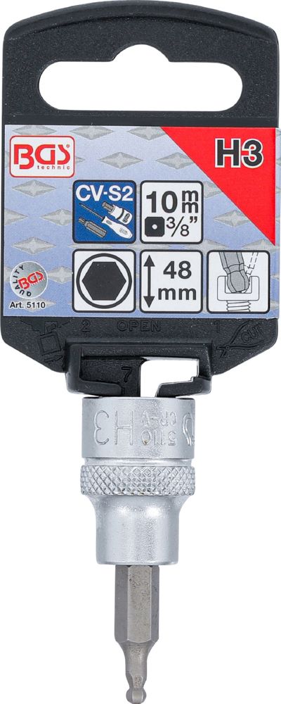 Produktbild Bit Einsatz Innensechskant Kugelkopf 3 mm Antrieb Innenvierkant 10 mm 3/8 Zoll bild 2