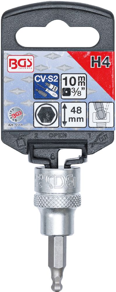 Produktbild Bit Einsatz Innensechskant Kugelkopf 4 mm Antrieb Innenvierkant 10 mm 3/8 Zoll bild 2