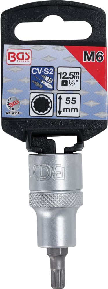 Produktbild Bit Einsatz Innenvielzahn M6 Antrieb Innenvierkant 12,5 mm 1/2 Zoll bild 2