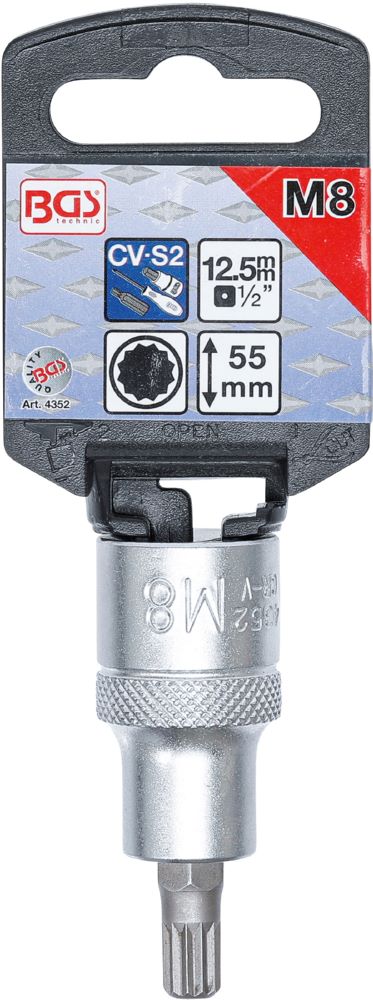 Produktbild Bit Einsatz Innenvielzahn M8 Antrieb Innenvierkant 12,5 mm 1/2 Zoll bild 2