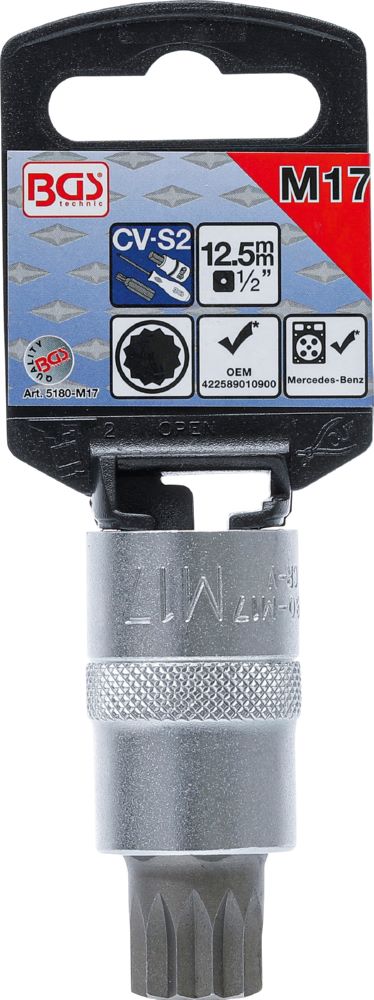 Produktbild Bit Einsatz Innenvielzahn M17 Antrieb Innenvierkant 12,5 mm 1/2 Zoll bild 2