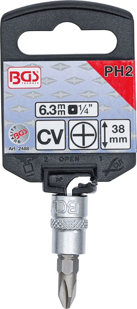 Produktbild Bit Einsatz Kreuzschlitz PH2 Antrieb Innenvierkant 6,3 mm 1/4 Zoll bild 2