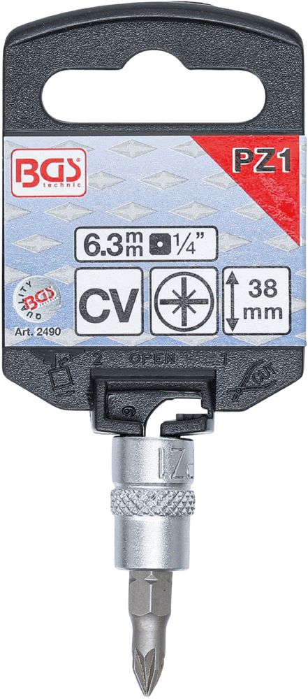 Produktbild Bit Einsatz Kreuzschlitz PZ1 Antrieb Innenvierkant 6,3 mm 1/4 Zoll bild 2