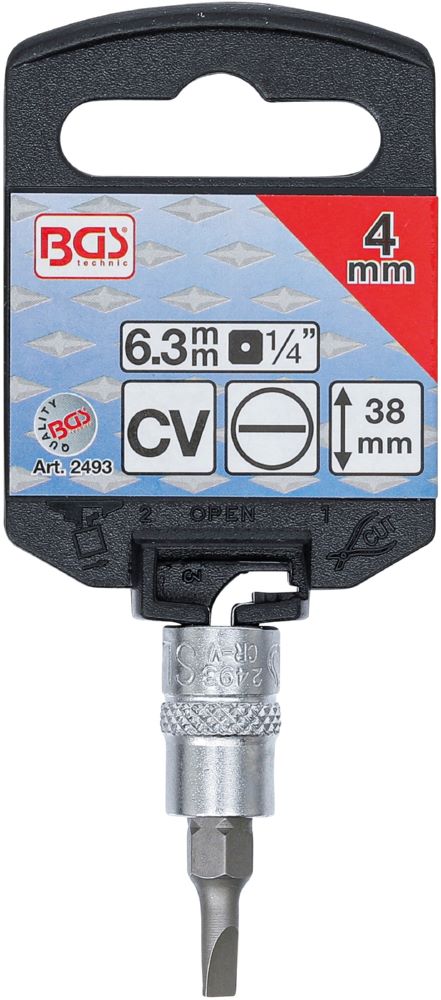 Produktbild BGS Bit Einsatz Schlitz 4 Antrieb Innenvierkant 6,3 mm 1/4 Zoll bild 2