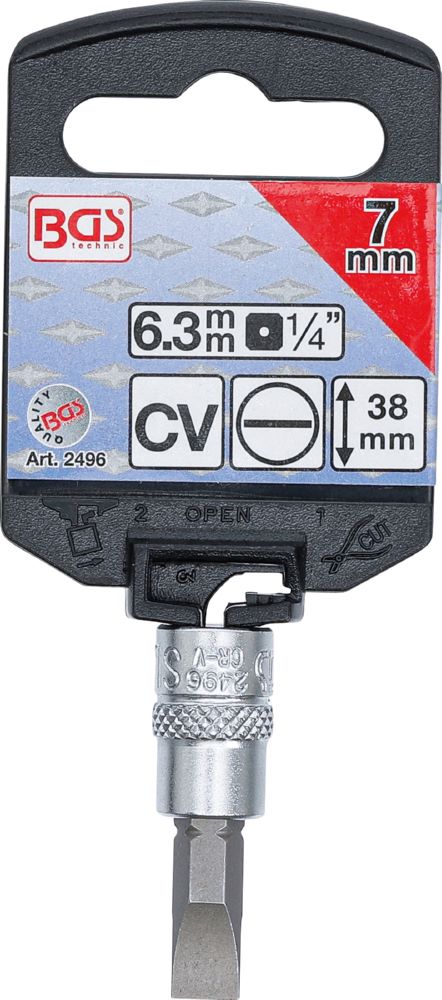 Produktbild BGS Bit Einsatz Schlitz 7 mm Antrieb Innenvierkant 6,3 mm 1/4 Zoll bild 2