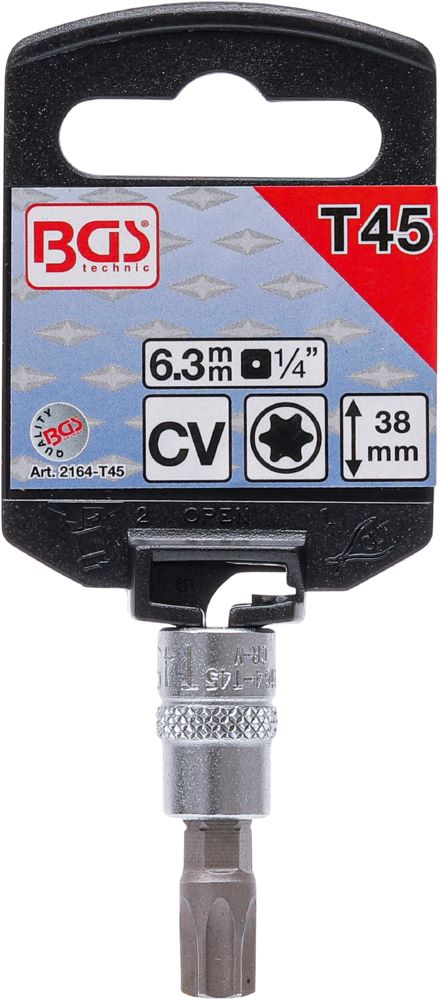 Produktbild BGS Bit Einsatz T-Profil T45 Antrieb Innenvierkant 6,3 mm 1/4 Zoll bild 2