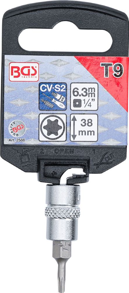 Produktbild BGS Bit Einsatz T9 Antrieb Innenvierkant 6,3 mm 1/4 Zoll bild 2